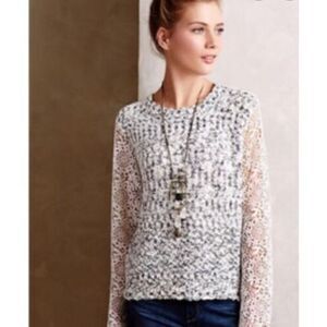 Anthropologie Top Pullover Sunday In Brooklyn‎ Lace Sleeve Sweater Size XS/M
